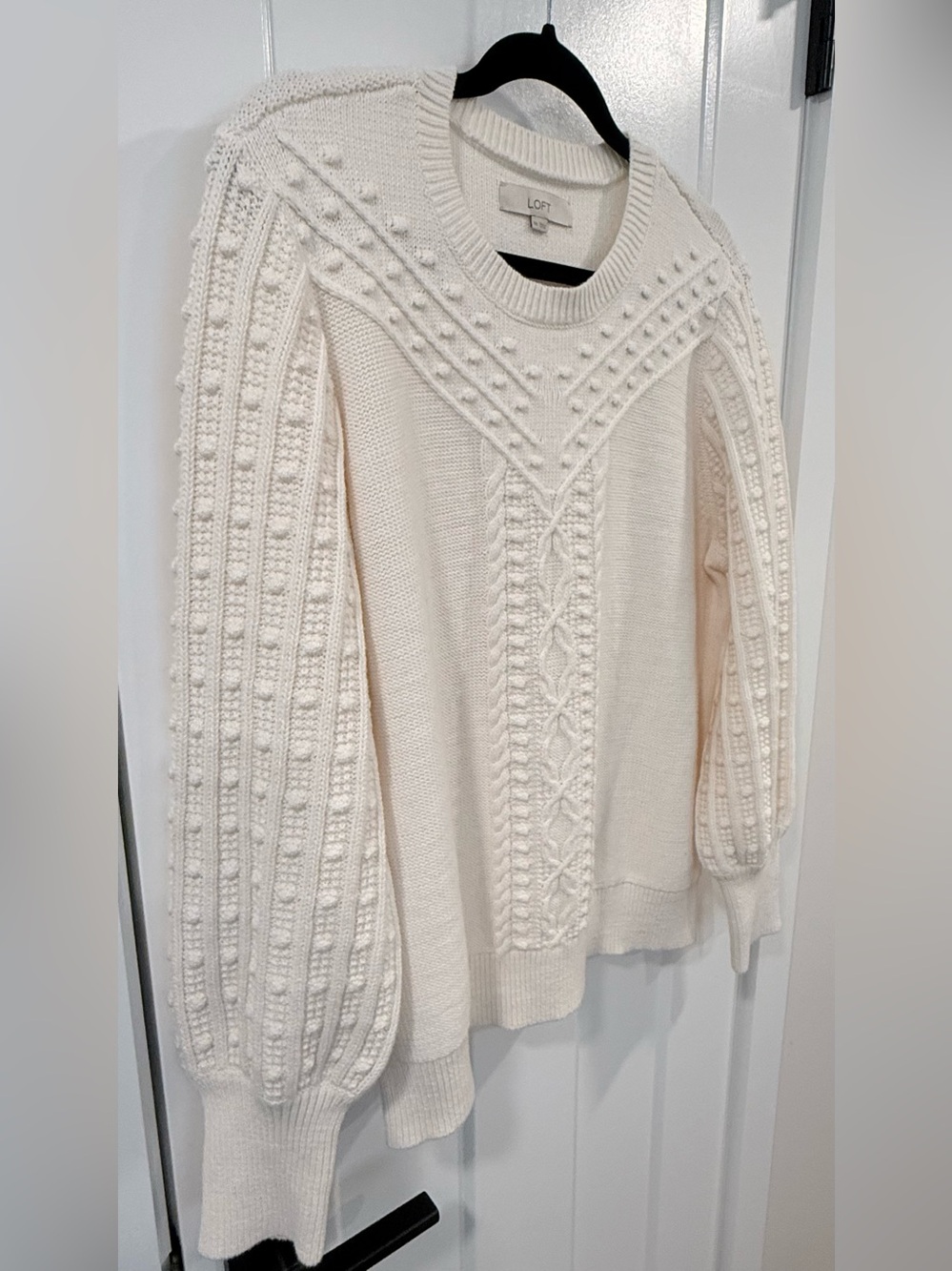 LOFT Cable & Bobble Knit Crew Sweater - Picture 2 of 5
